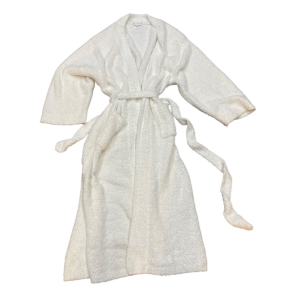 Soft Surroundings Women's Soft Plush Belted White Bath Robe Size Large Pockets